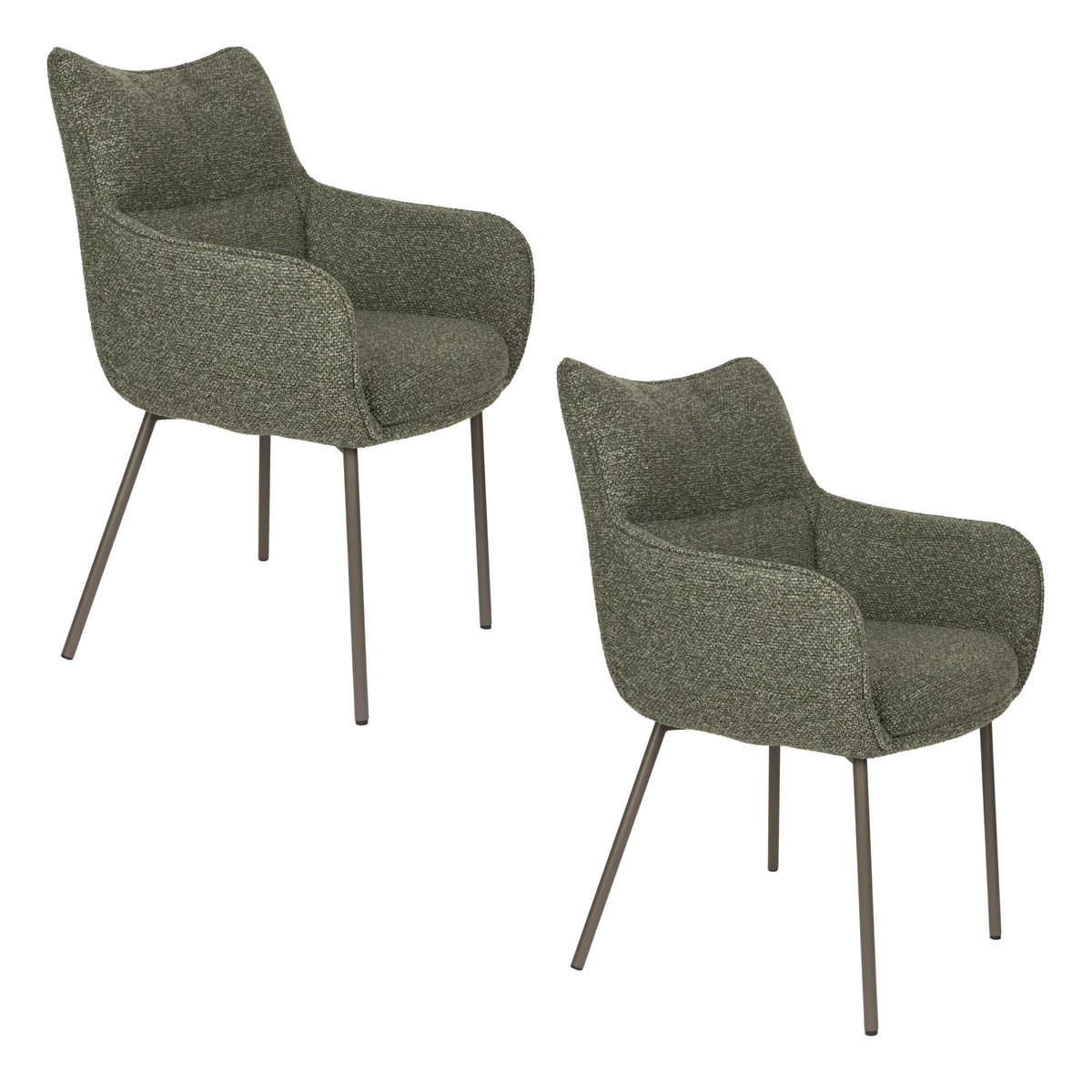 Housecraft Living Jacques Eetkamerstoelen Armleuning Groen - Set van 2