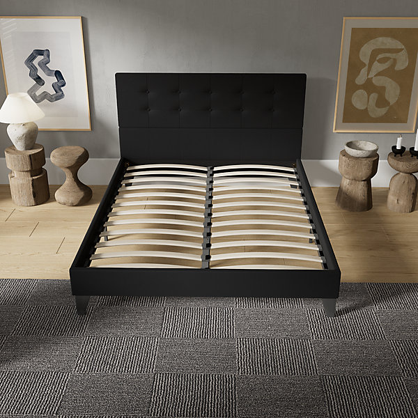 November Sleep Lit 140x200 cm avec tête de lit tissu noir