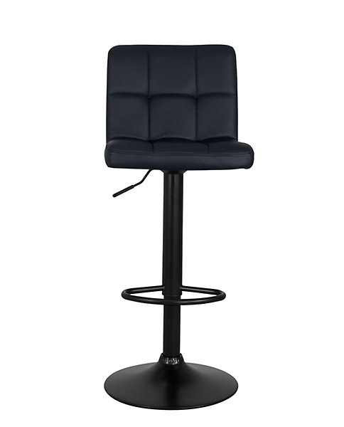 Lot 2 Chaises De Bar Simili Matelassé Rembourré Hauteur Réglable Pivotant SIVAN (noir Intégral)