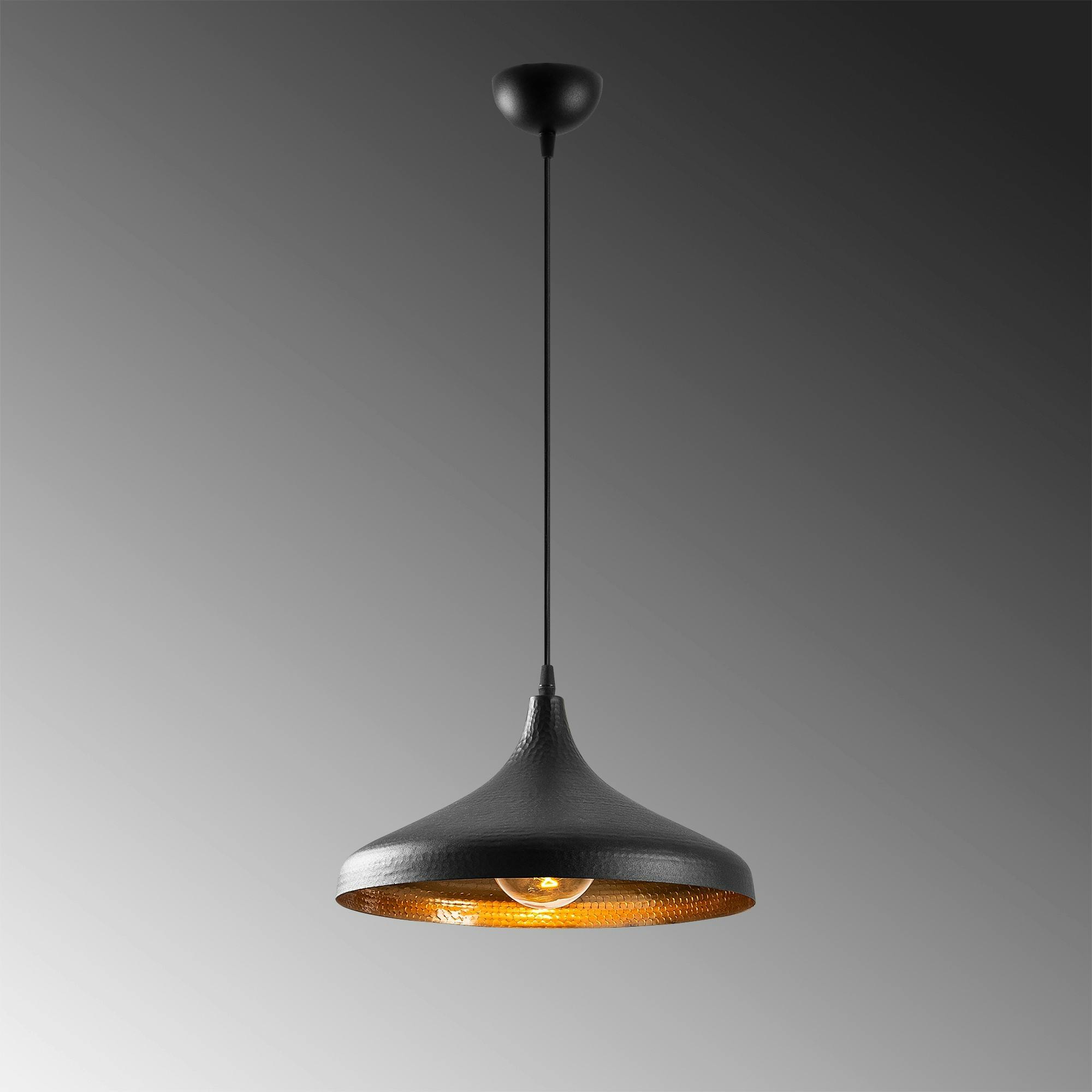 Suspension design noire & dorée évasée, fini alvéolé SILE