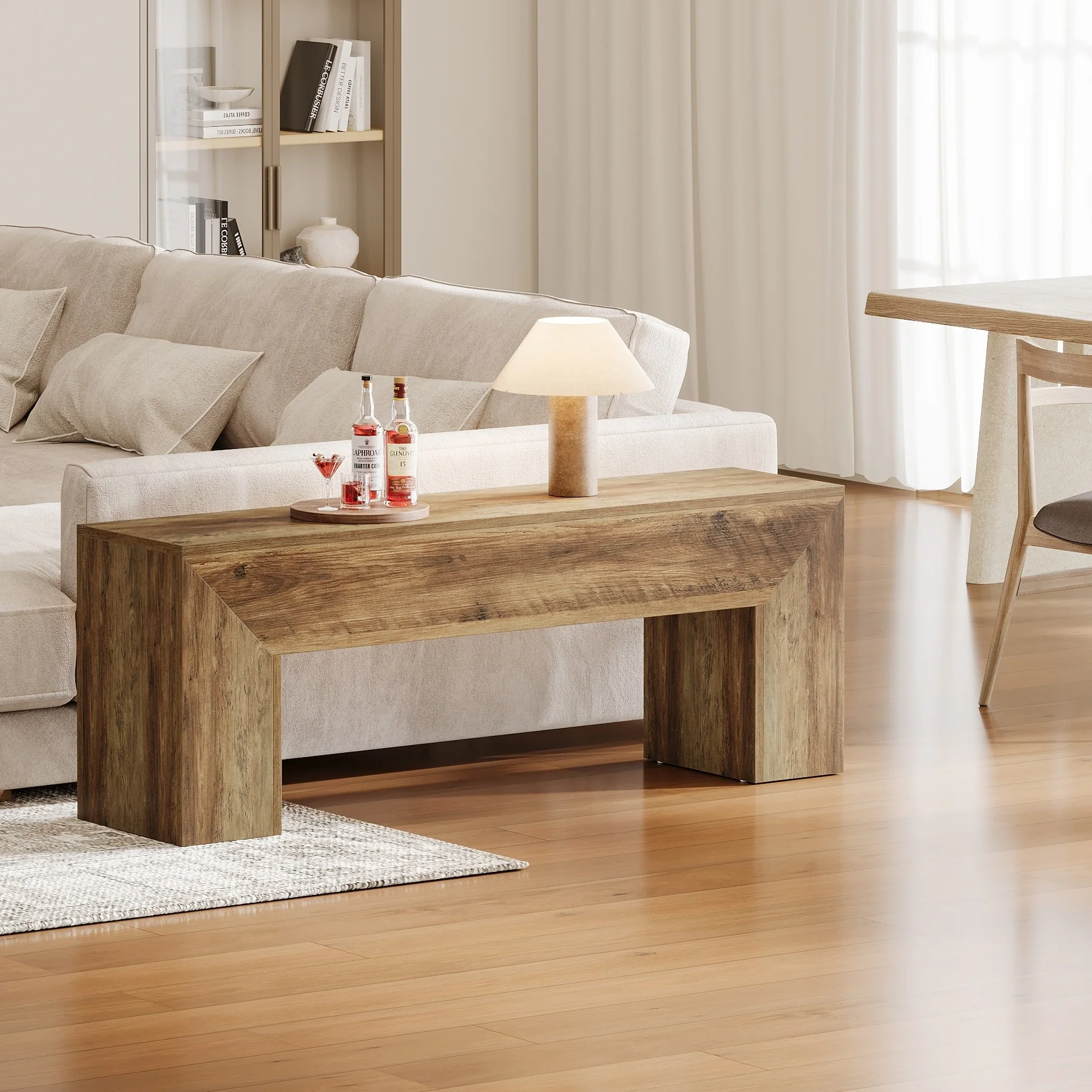 47-Inch Farmhouse Wood Dining Bench for Living Dining Room Entryway