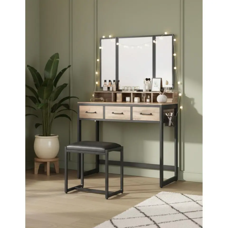 Bobbel Home Kaptafel Met Spiegel En Kruk Industrieel