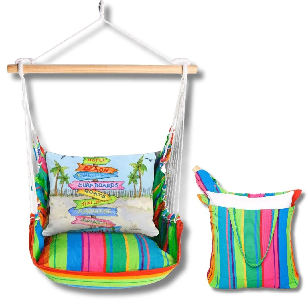 Magnolia Casual Swing Set 4 piece - Le Jardin Nouveau w/ Beach Signs