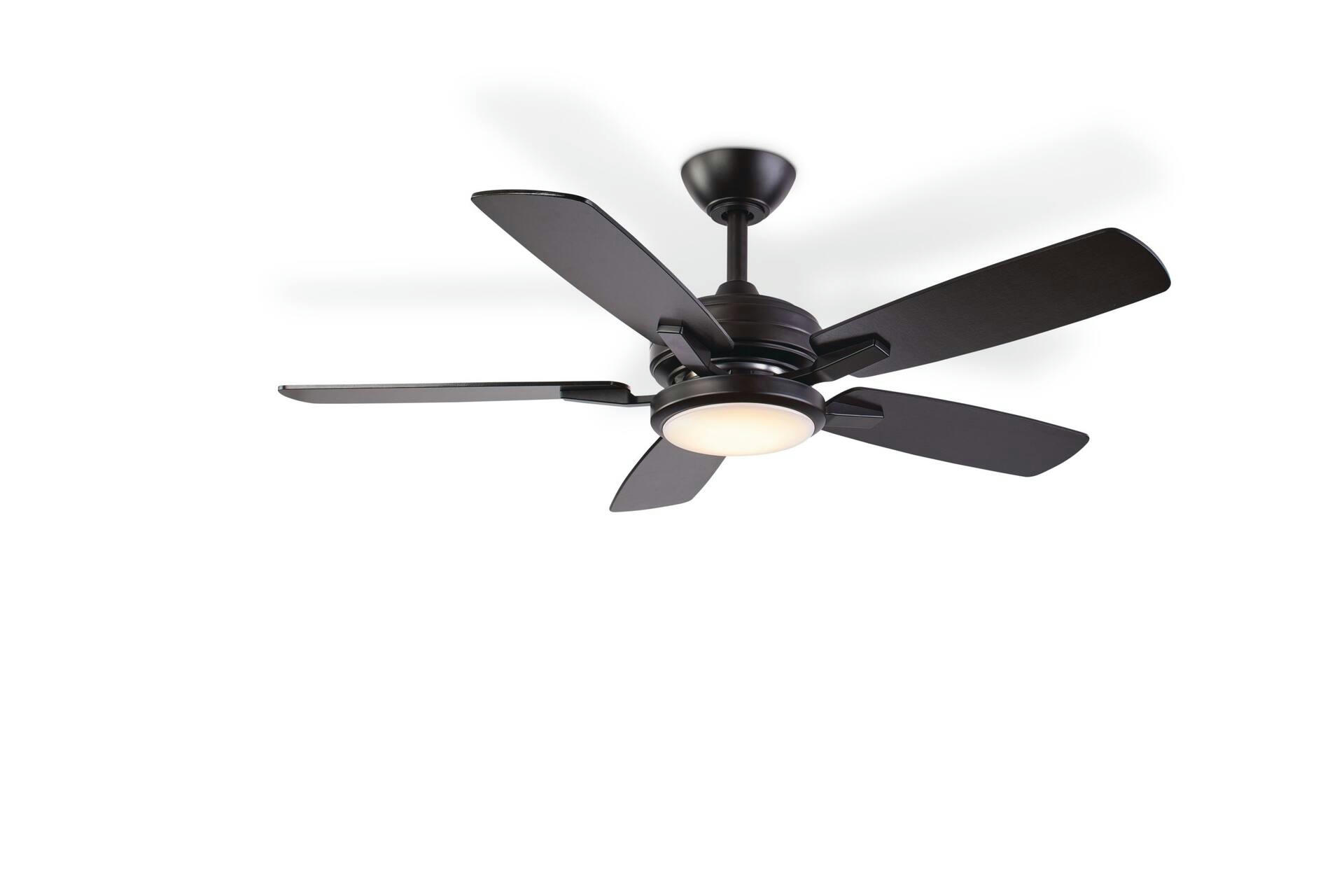 NOMA Ashton 5-Blade 3-Speed Ceiling Fan with LED Light Kit and Remote, Matte Black, 44-in