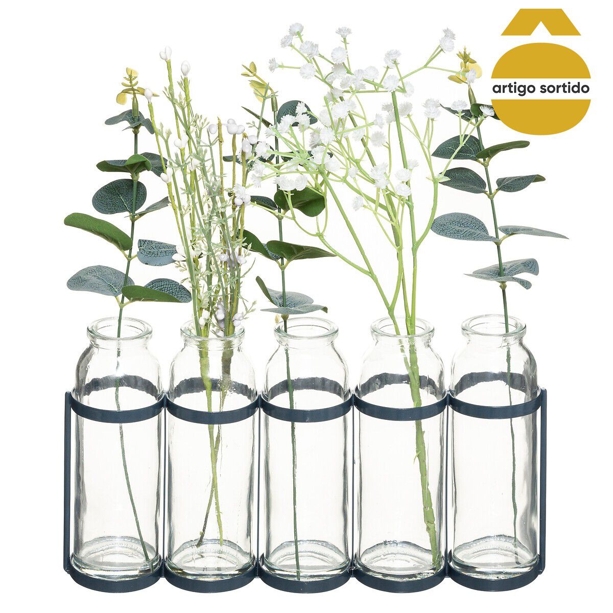 Conjunto de 5 jarras com planta artificial HOUSE