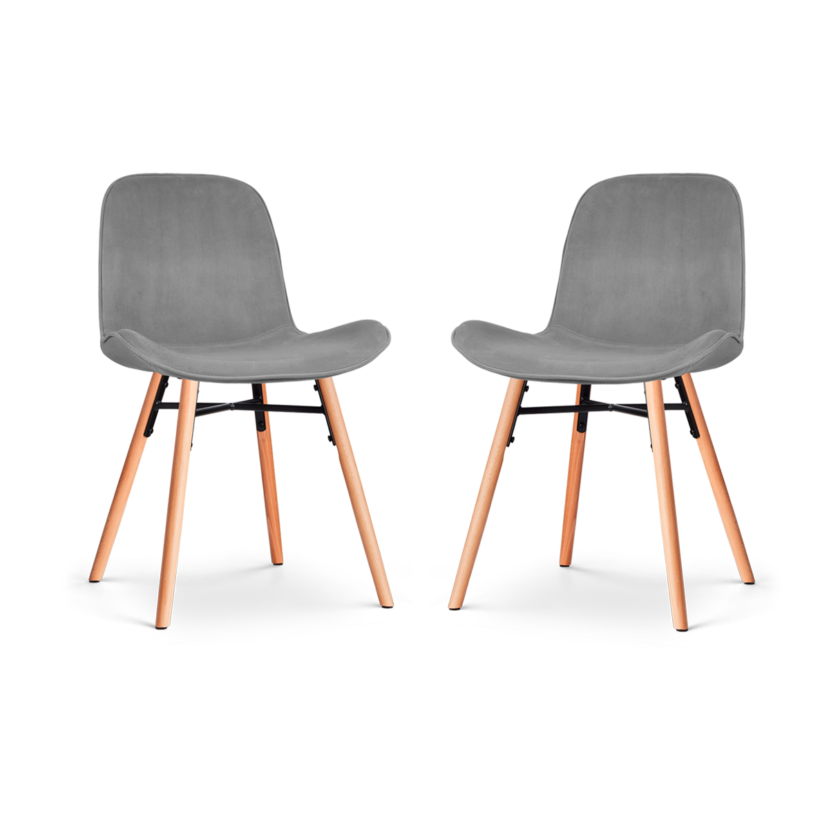 Nolon Nena-Fé Eetkamerstoelen Set van 2 - Velvet Grijs - Hout