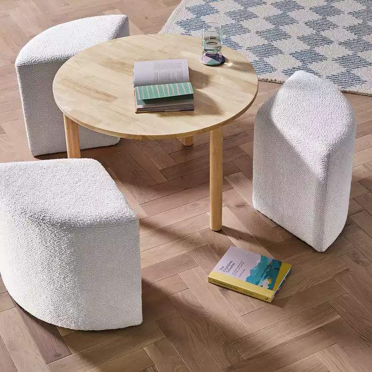 Habitat Harriet Coffee Table and Pouffes - Natural