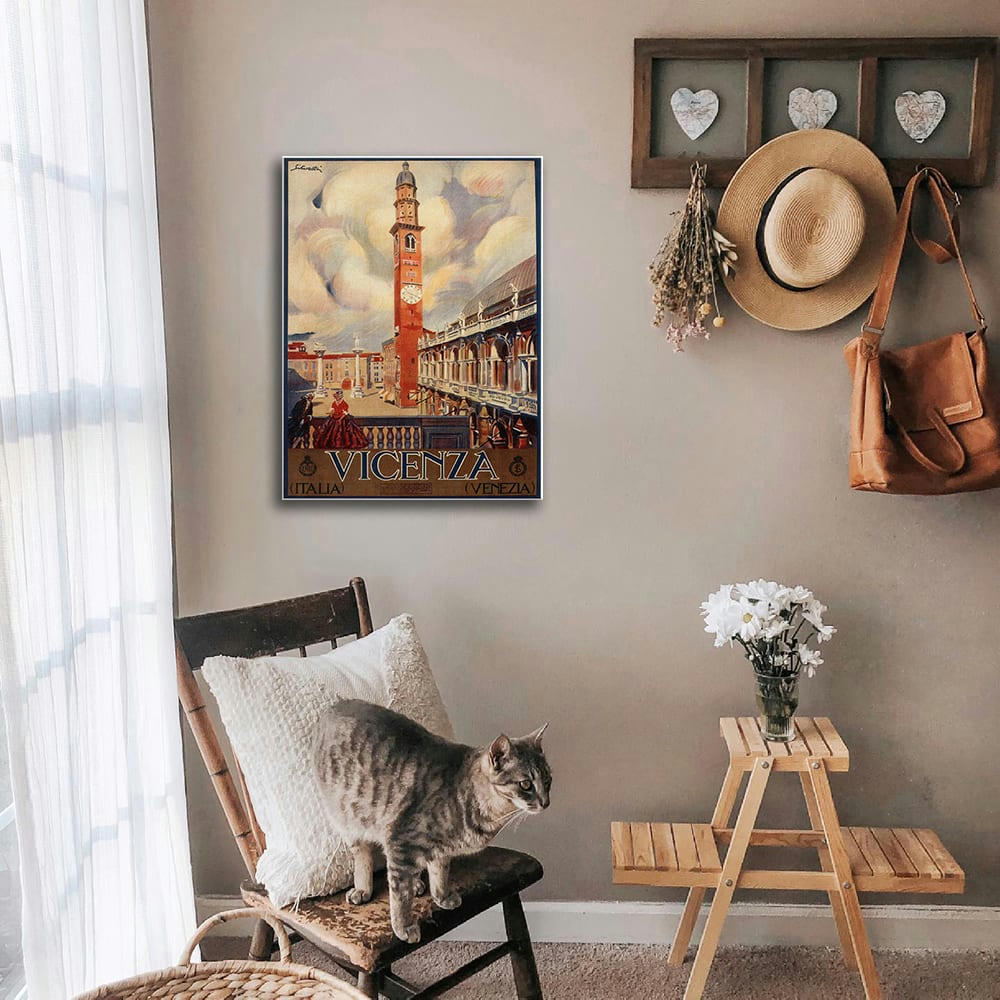 - Tableau affiche touristique Vintage Vicenza 50x70cm