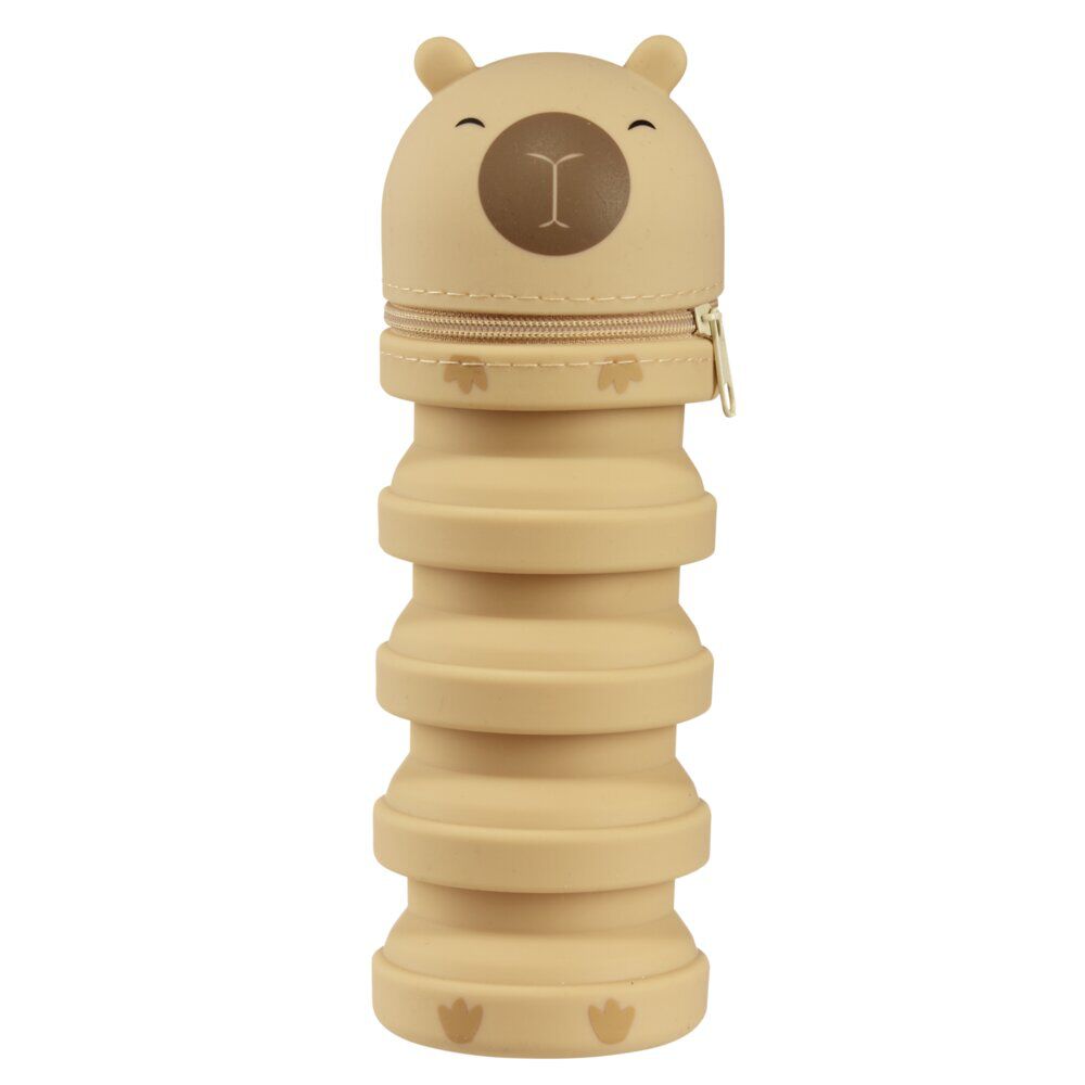 Trousse silicone rétractable animal mignon Ø6,5xL11,5cm (capybara ou axolotl)