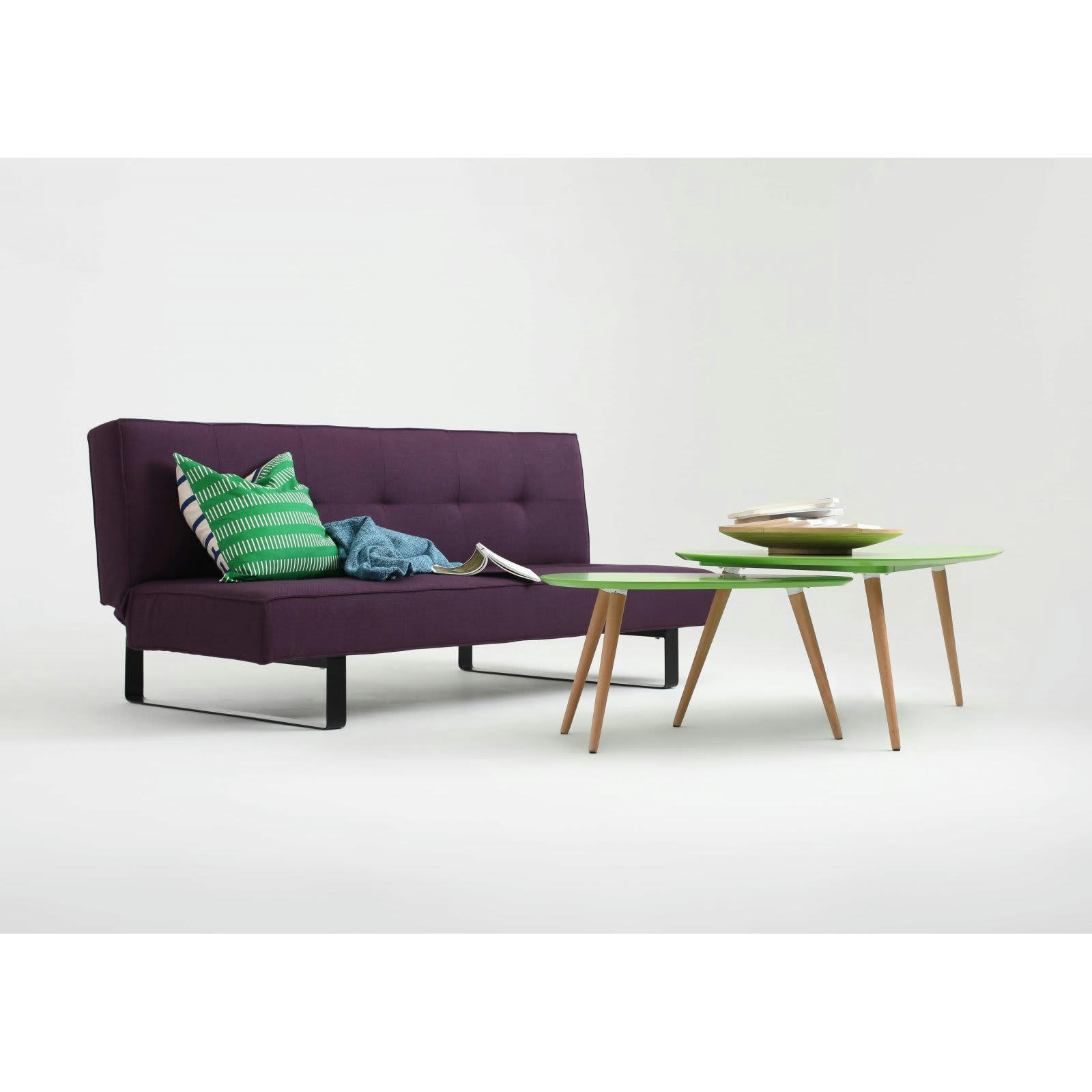 SLEEK - Canapé lit Tissu Violet H. assise 35 cm rembourré