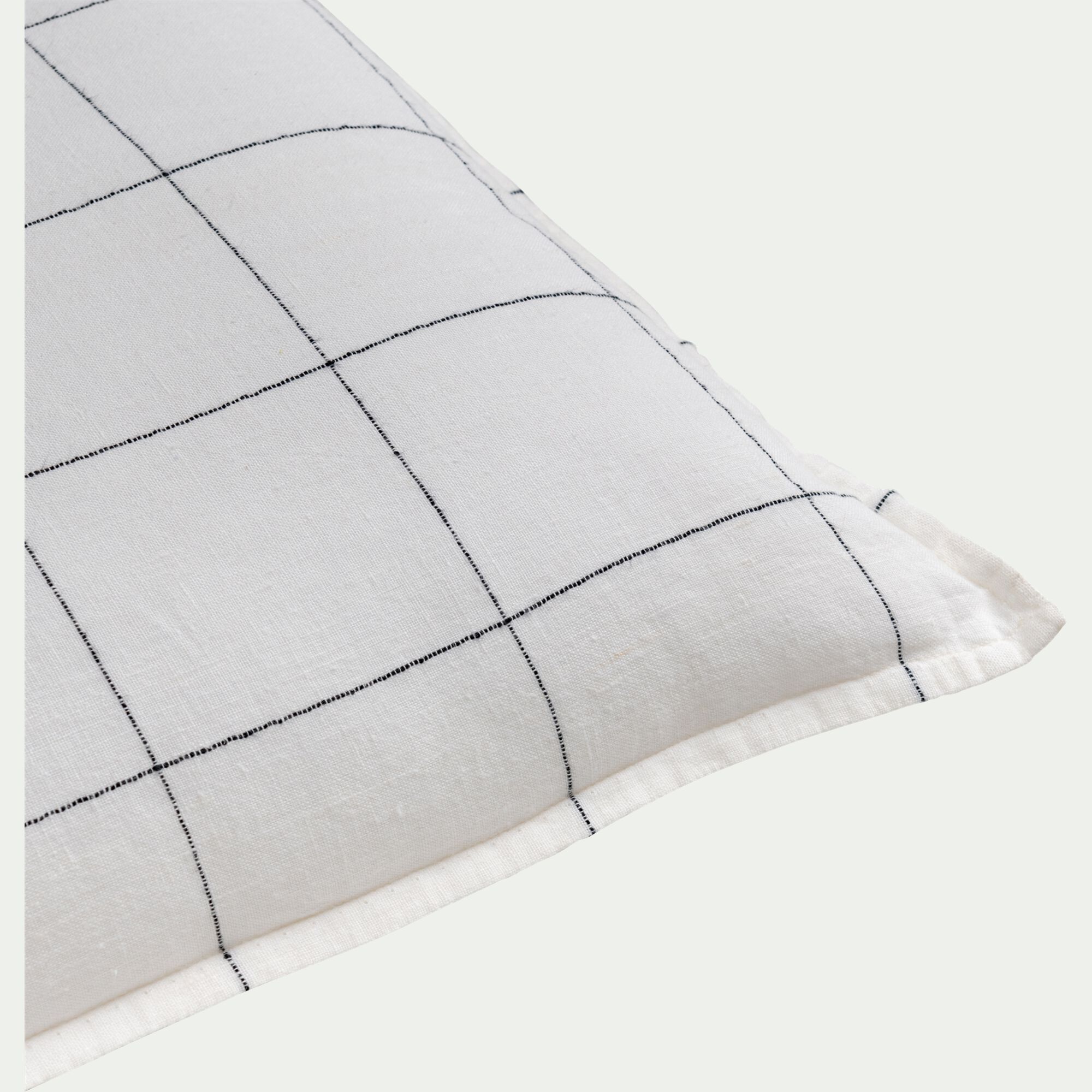 TETRA - Coussin à carreaux en lin 40x60cm - blanc