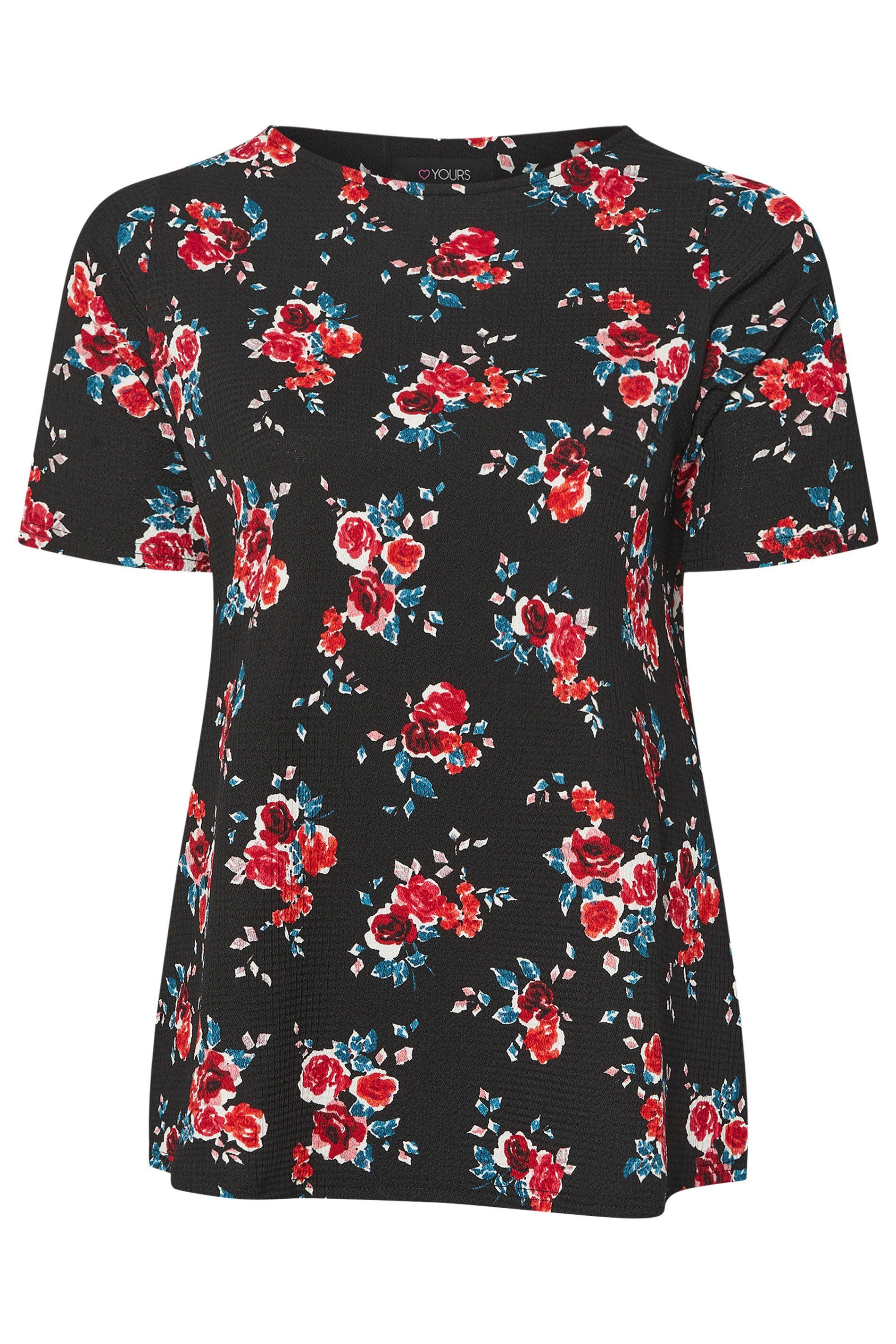 Yours Rose Print Textured Top