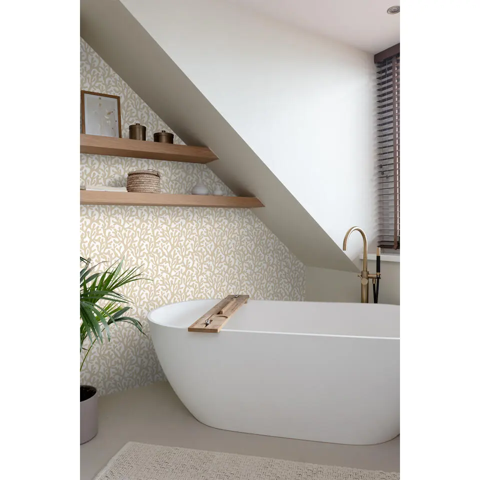 ESTAhome behang koraal beige en wit - 50 x 900 cm