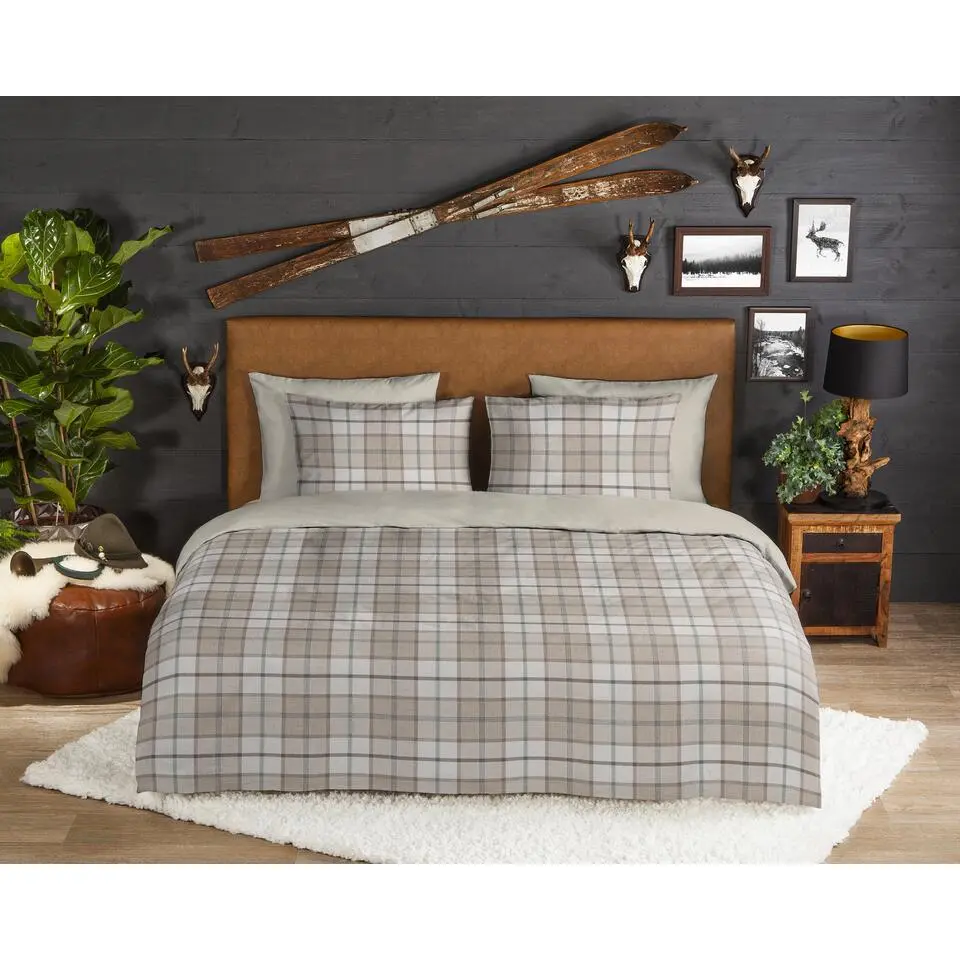 Good Morning Ruitje Flanel Dekbedovertrek Zand-Lits-jumeaux (240 x 200/220 cm)