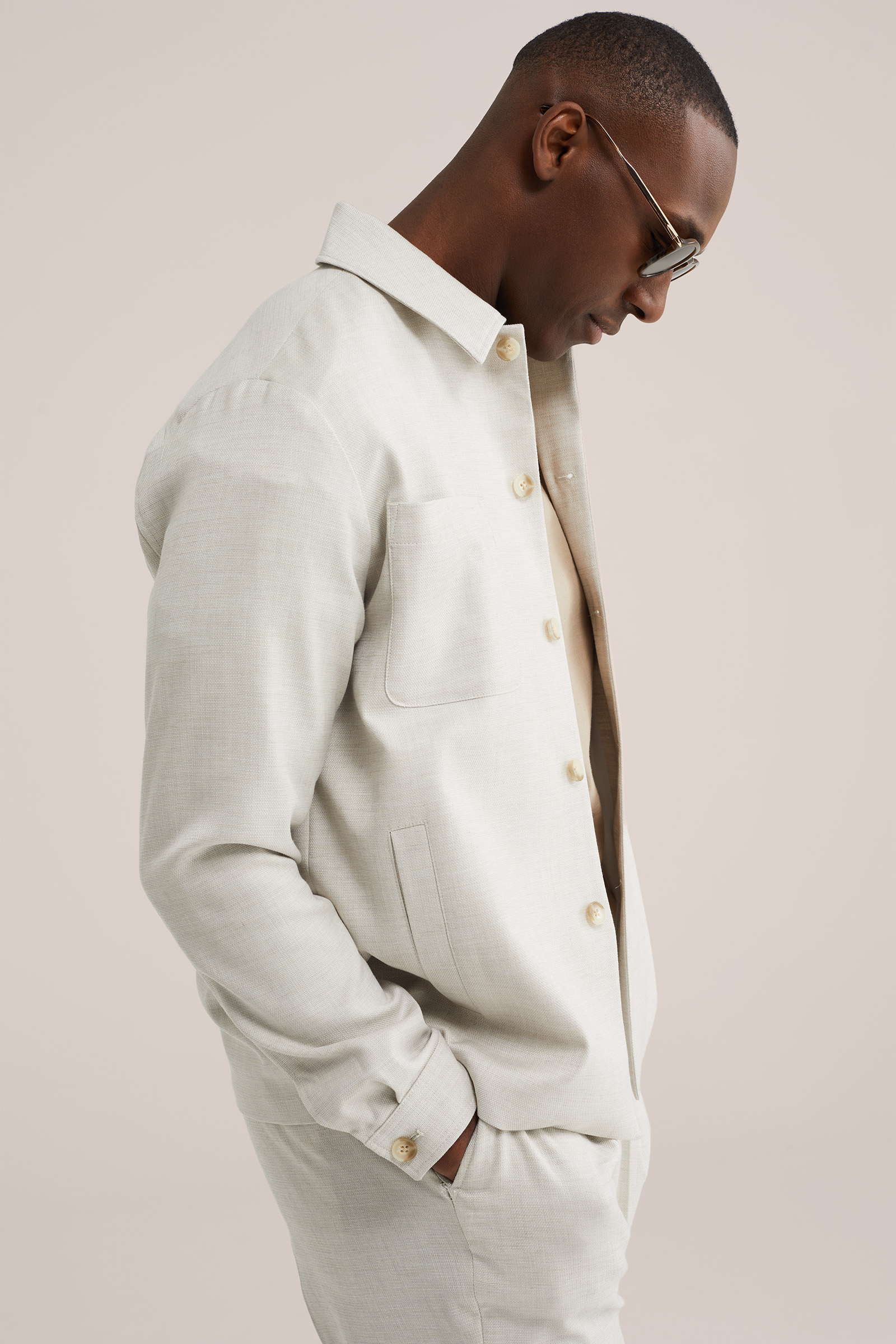 Heren regular fit overshirt met structuur