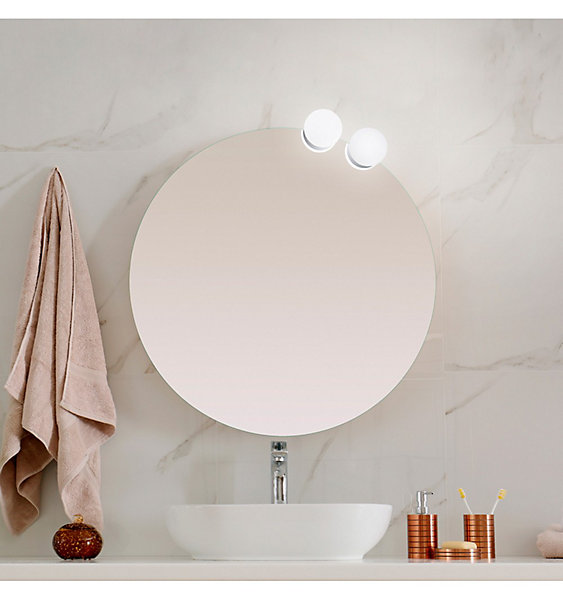 Lampe murale à miroir rond avec lumière blanche neutre (4000K) - 9cm - Modèle Alpha Round