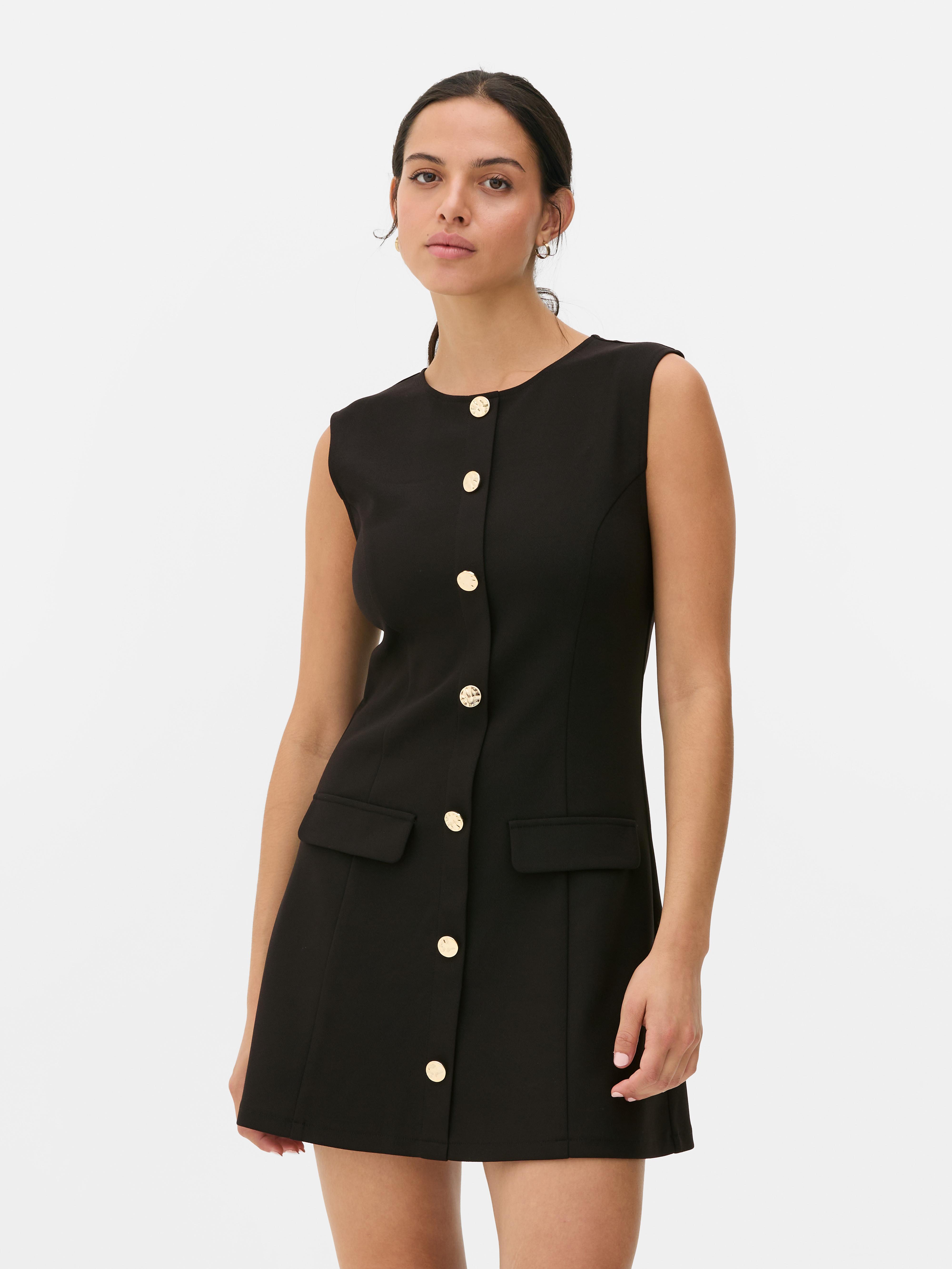 Button Through Mini Shift Dress
