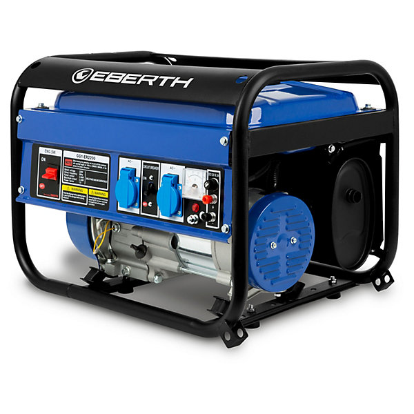 EBERTH 2200 Watt Groupe electrogene Generateur electrique portable, Moteur à Essence 5,5 CV, 4 Temps, 2x 230V, 1x 12V