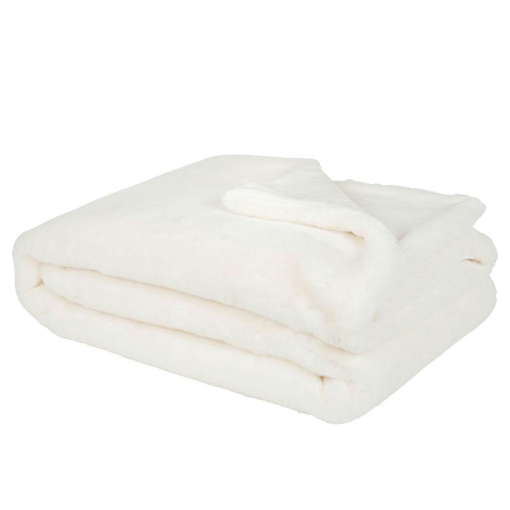 CORTINA - Plaid imitation fourrure blanche 150x200