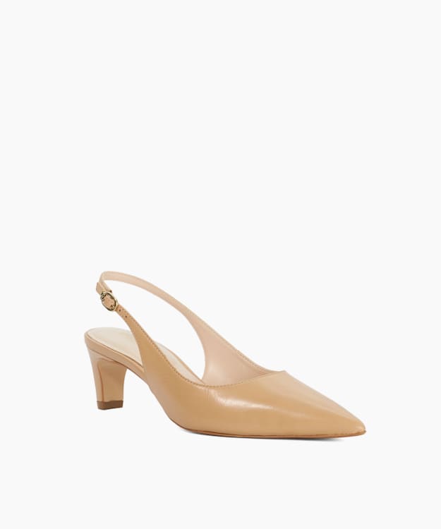 Connection Camel - Leather Kitten Heel Sling-Backs