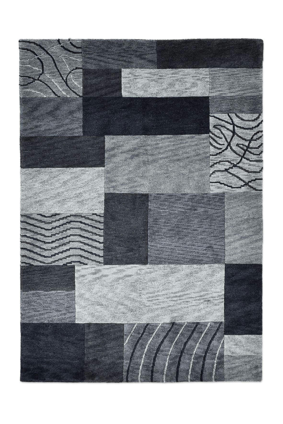 ROYAL DOMAS - Tapis tufté main en laine vierge - anthracite 190x290 cm