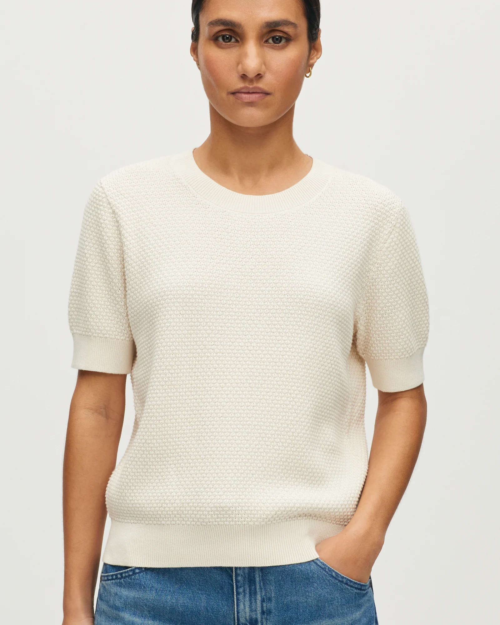 Pull à manches courtes en coton