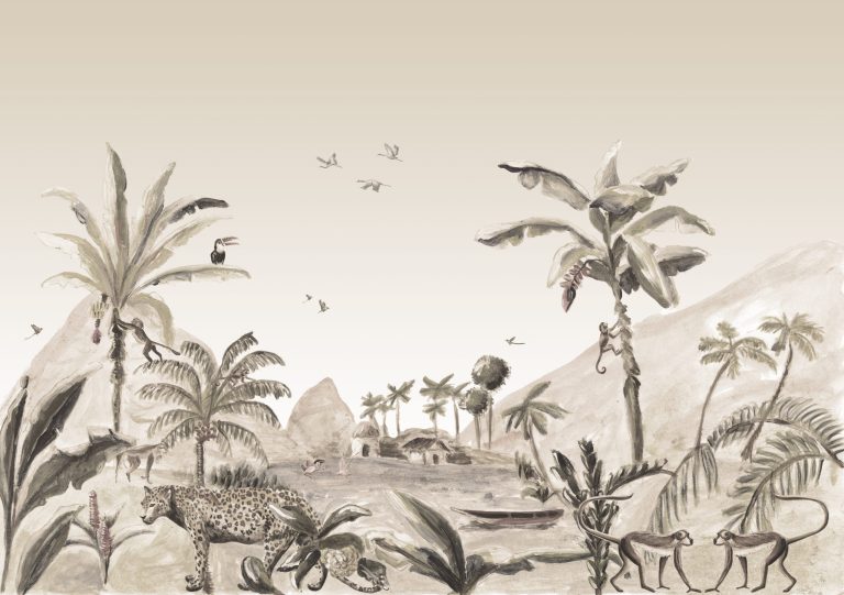 Catchii Behang Mural Jungle Landscape sepia