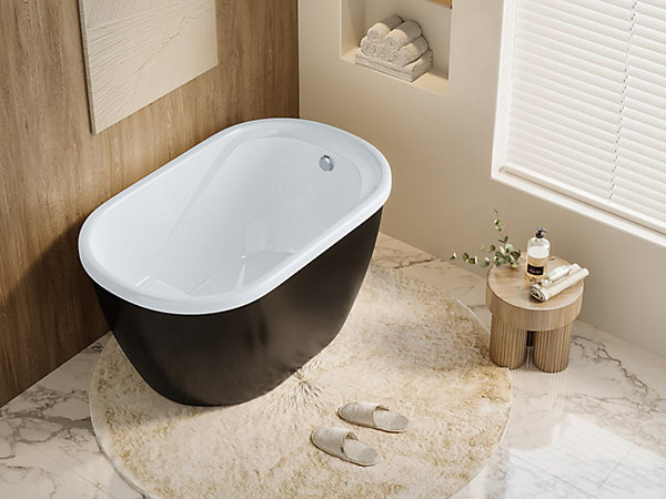 Baignoire sabot - 120 x 75 x 65 cm - Noire - 165 L - PICCOLA