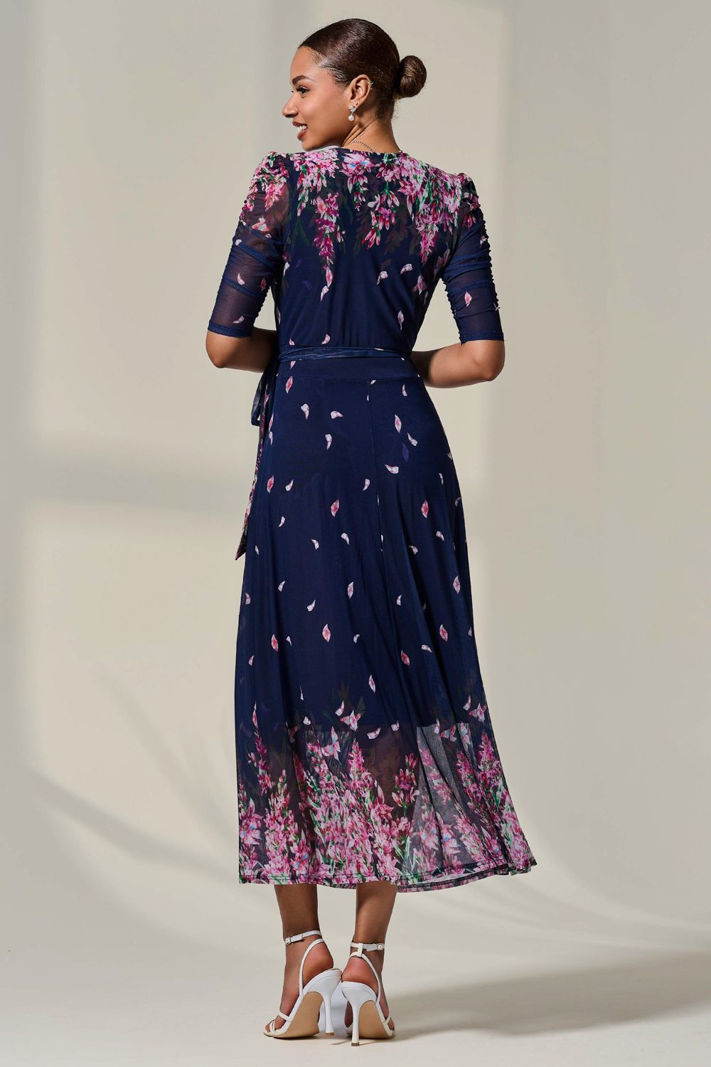 Jolie Moi Half Sleeve Floral Wrap Dress