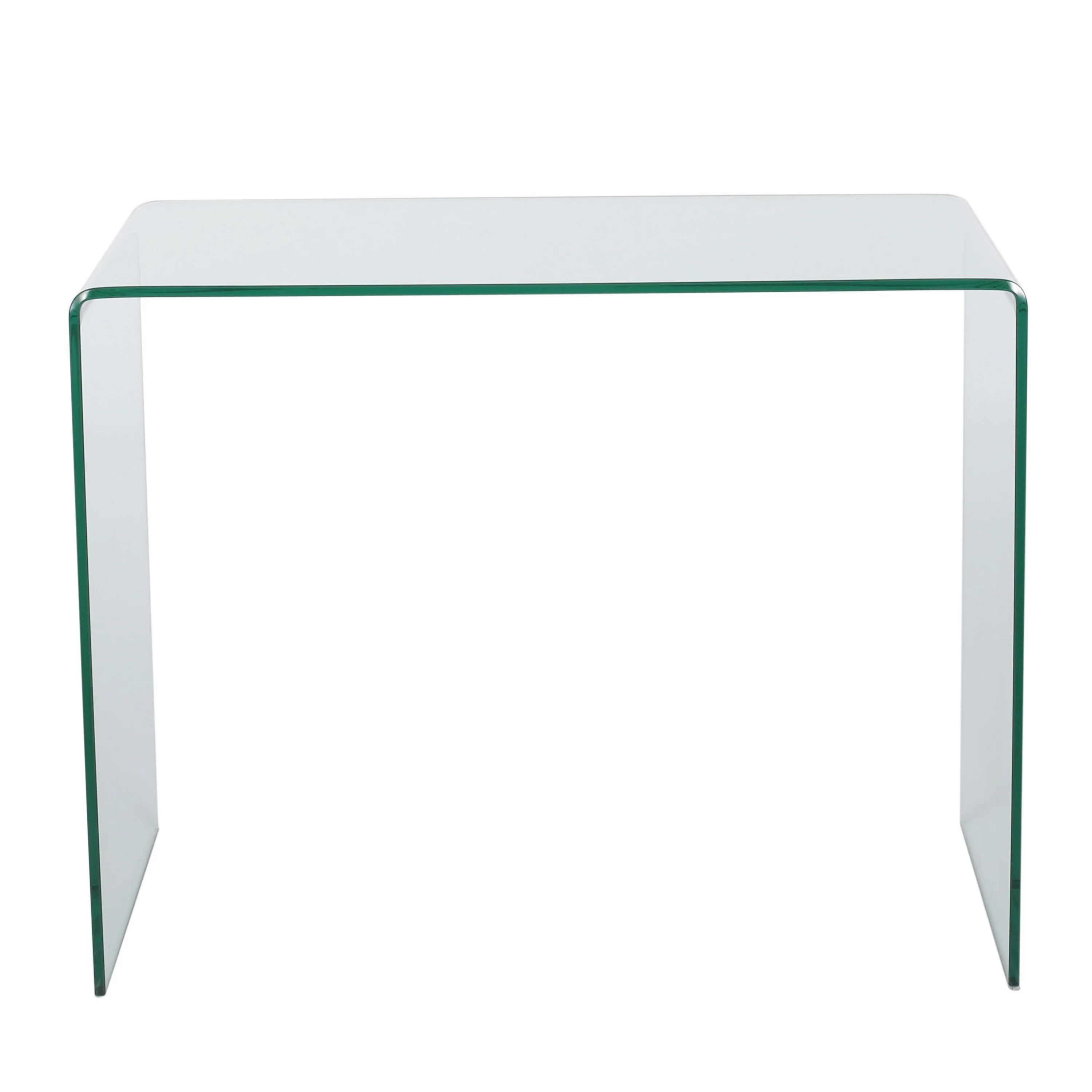 Glass Dining Table, 38 Inch Rectangular Waterfall Edge, Small Space - Clear