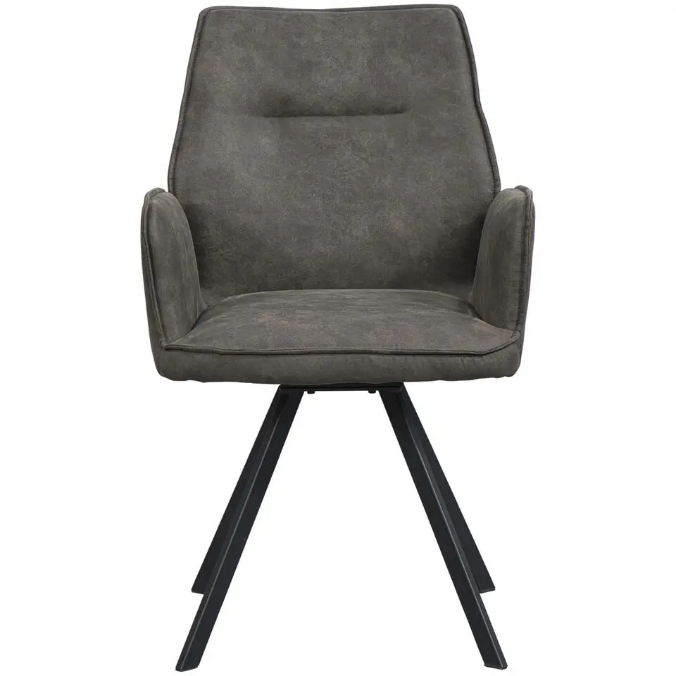Eetkamerstoel Raffy met armleuning - stof - antraciet