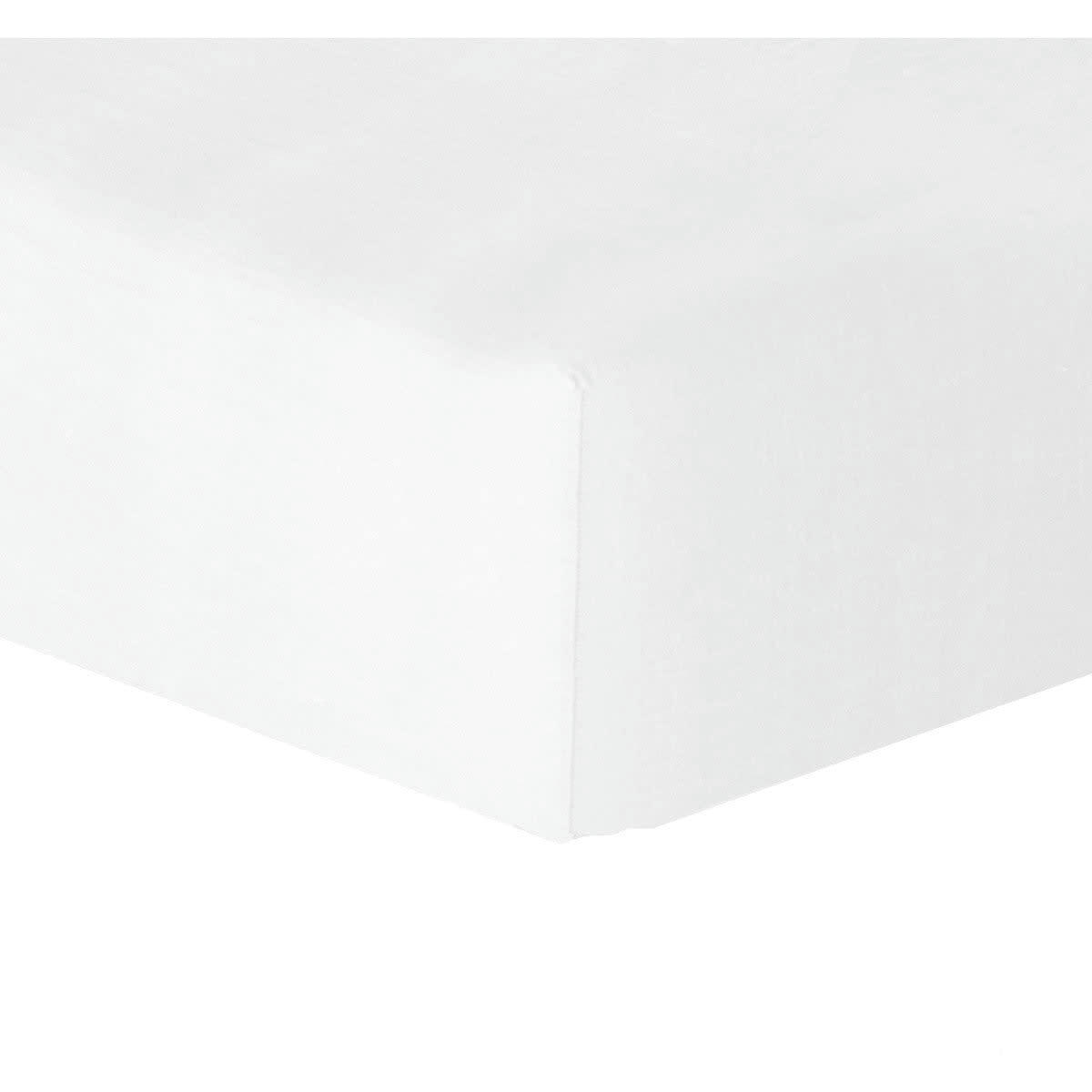 HORTENSE - Drap housse lin lavé  140x190x30 blanc pur