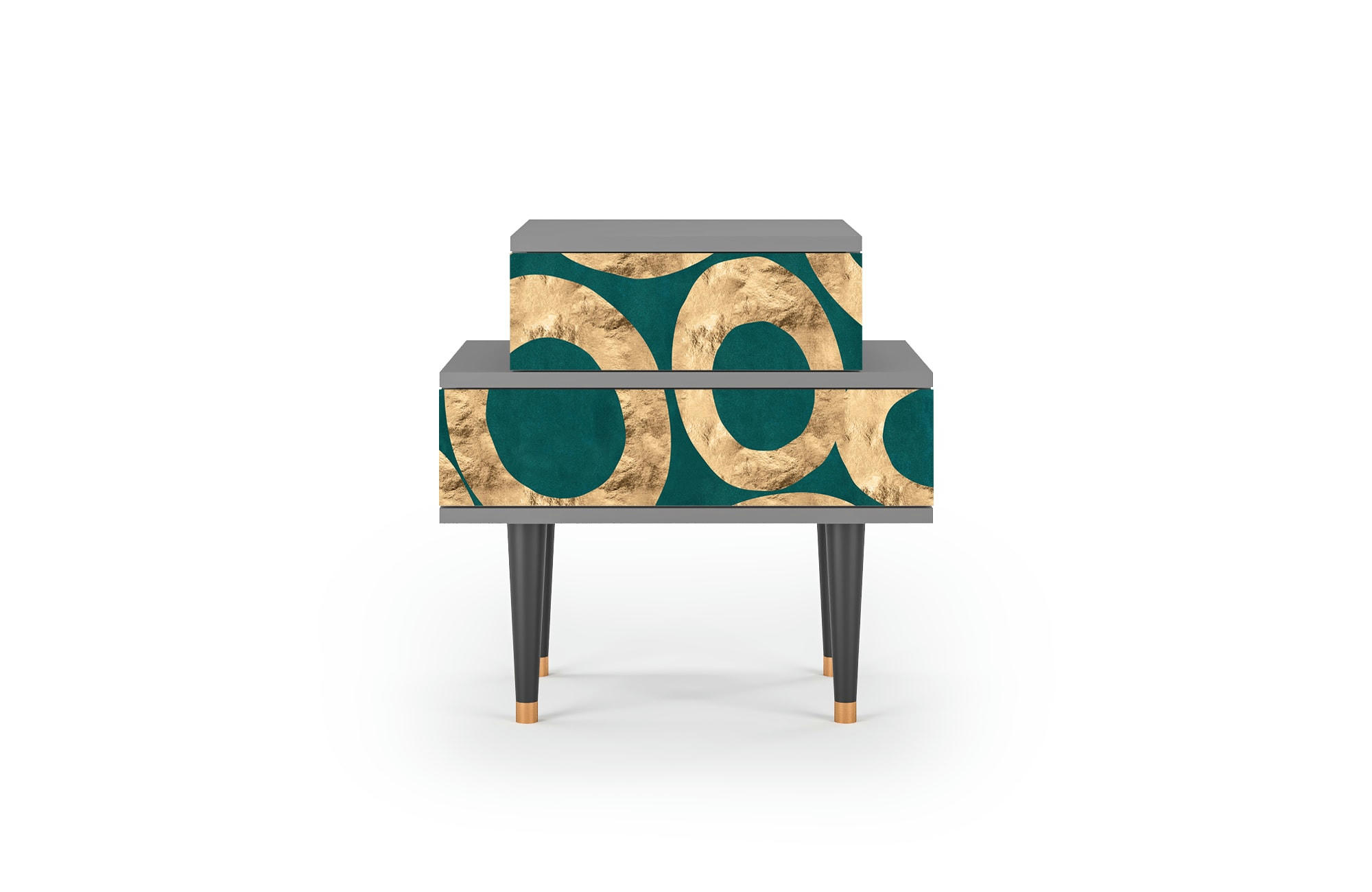 ZIRCON SPHERE - Table de chevet bleu-vert 2 tiroirs L 58 cm