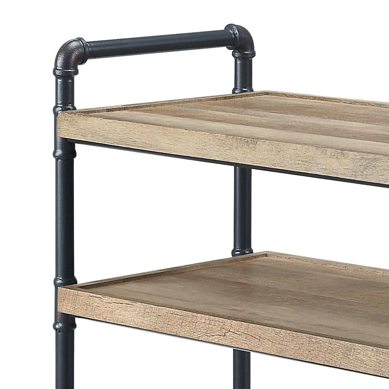 Mankato Oak and Sandy Black 3-Shelf Bookshelf