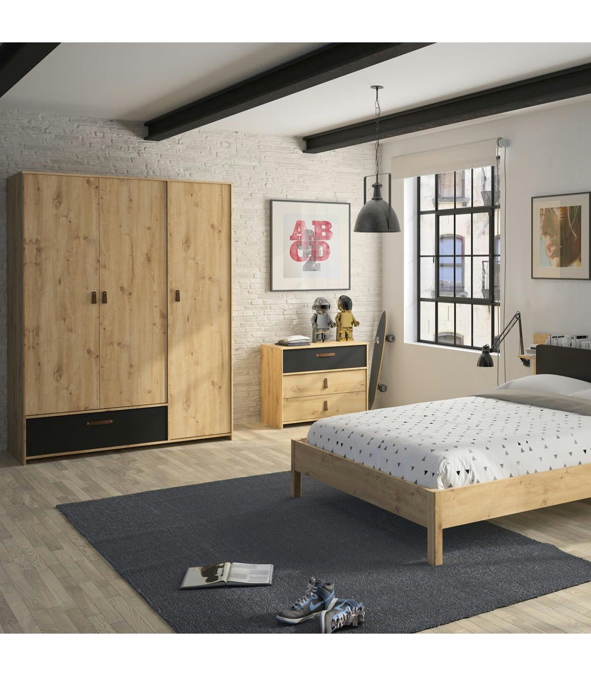 ARTISAN - Armoire 3 portes 1 tiroir style industriel