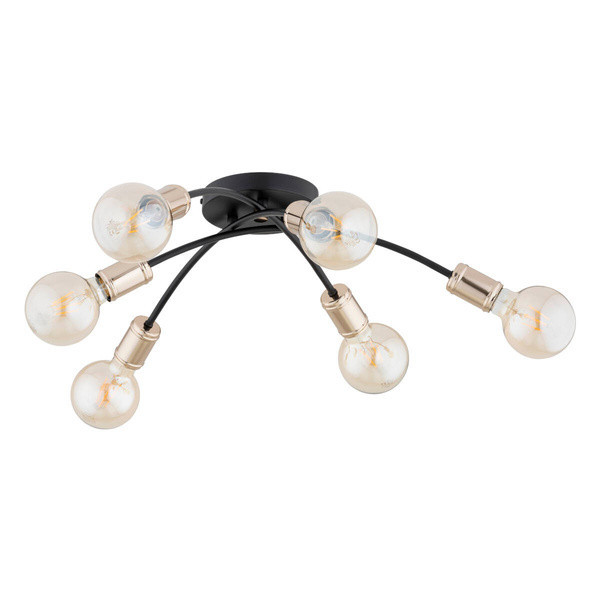 Lampa sufitowa LENSI czarna-stare złoto 6xE27x15W wym:15x55x55cm IP20 Alfa