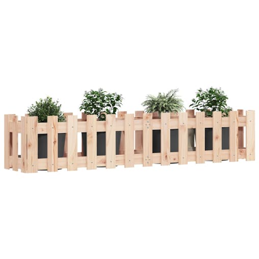 NNEVL Garden Raised Bed with Fence Design 150x30x30 cm Solid Wood Pine