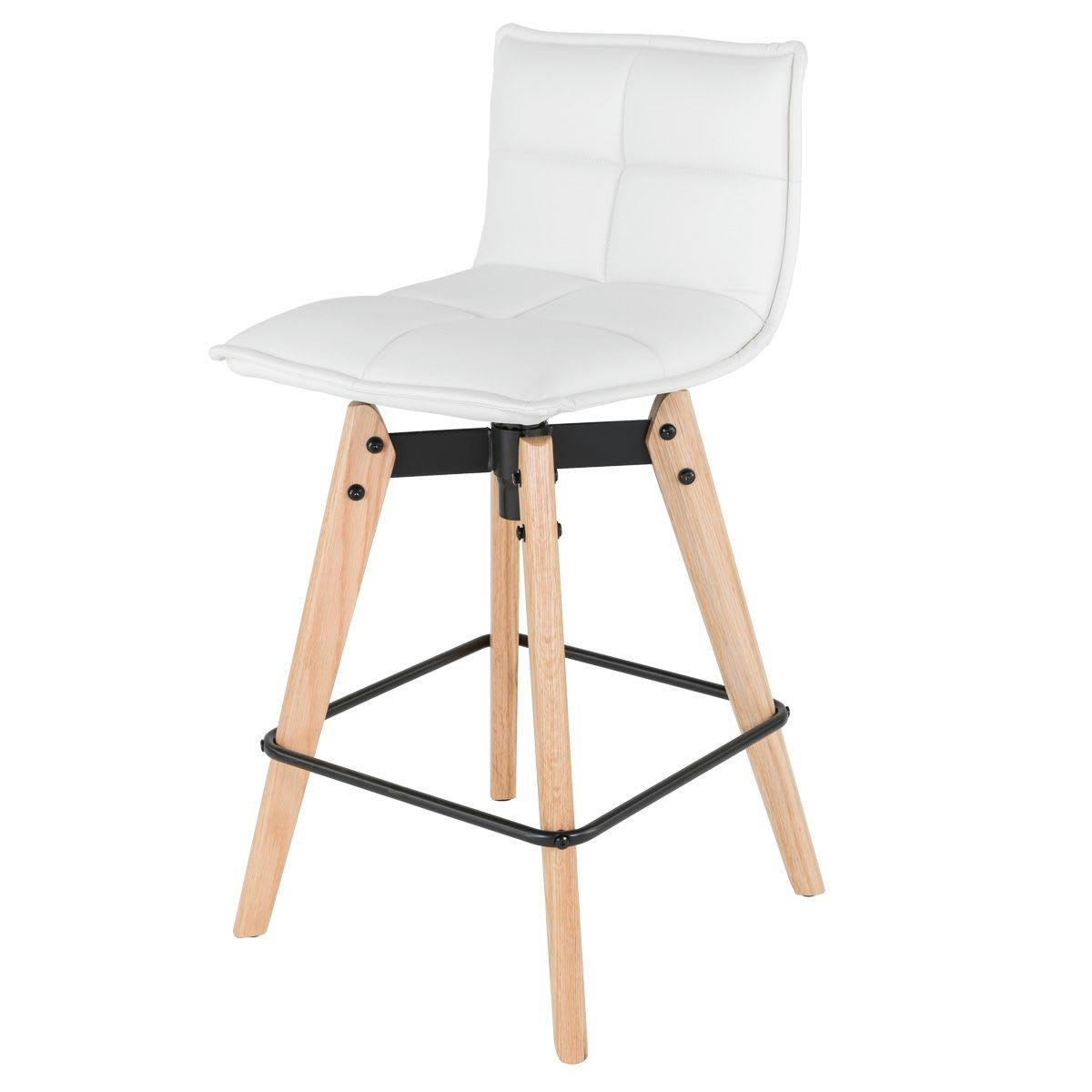 MAE - Chaise snack blanche en simili piétement chêne