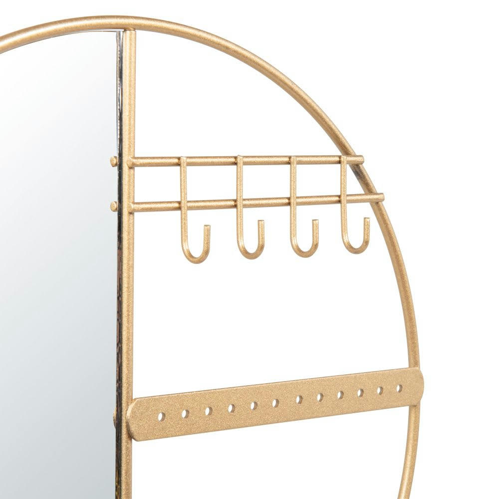 - Portebijoux rond en marbre blanc et métal doré avec miroir