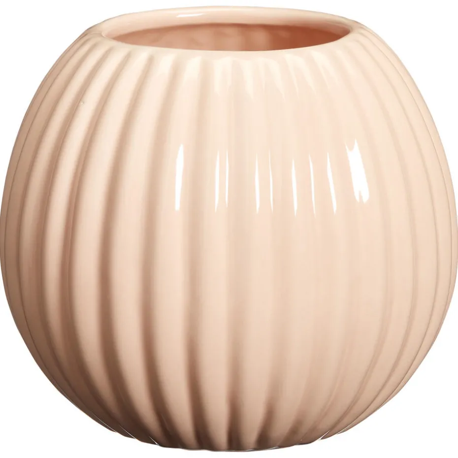 Kwantum Vazen & Potten | Bloempot Ribbel  15×13 Cm Roze