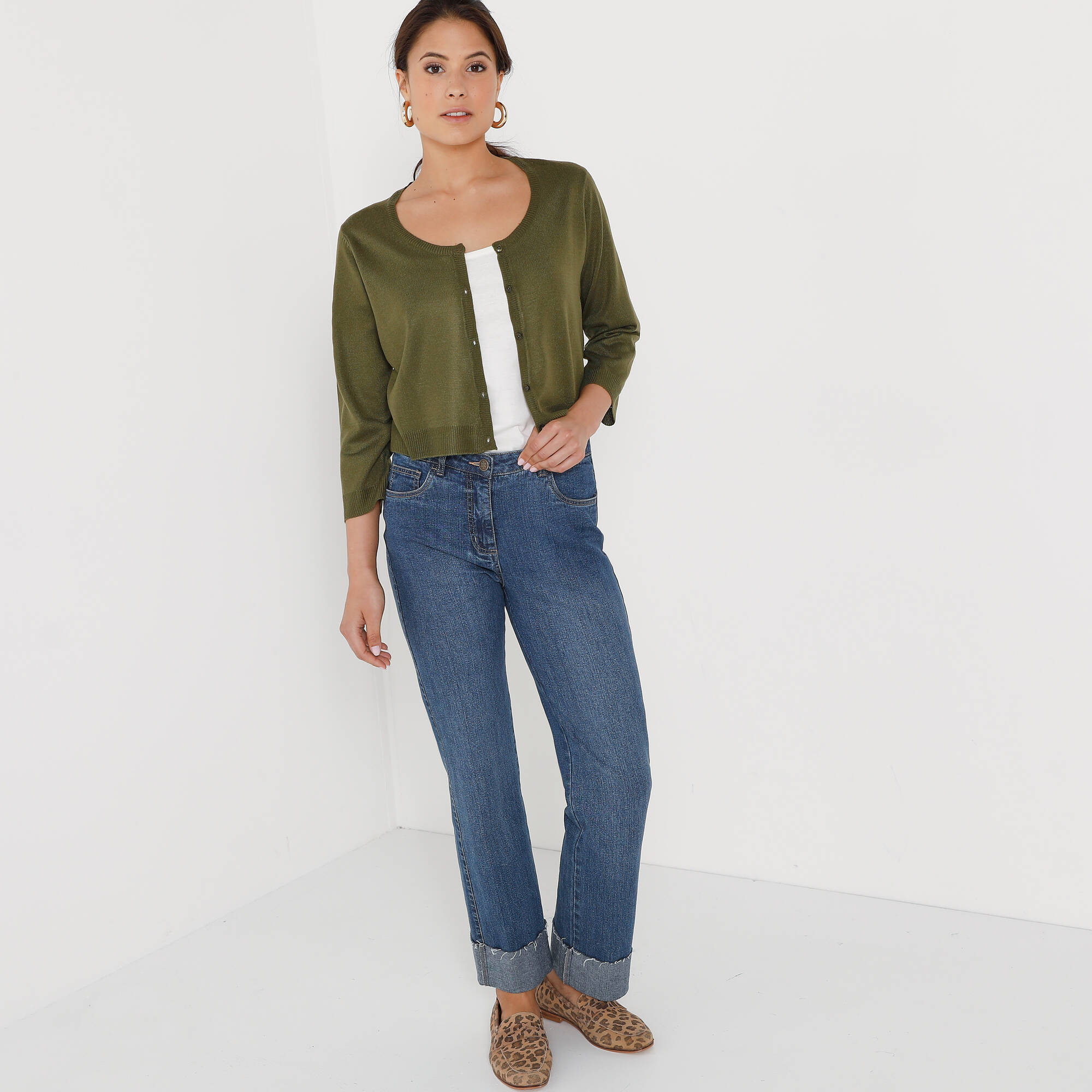 Gilet boléro boutonné, toucher doux