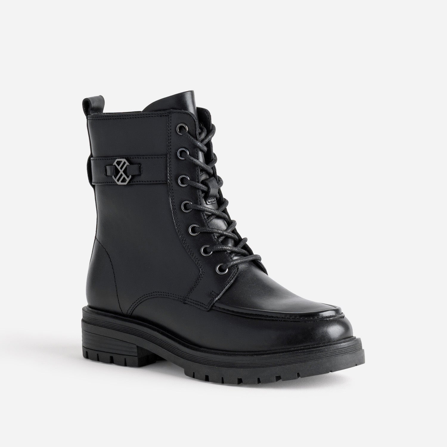 Bottine plateau TEXTO noire cuir