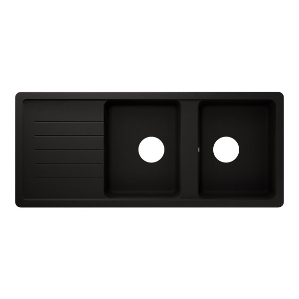 Evier à encastrer en composite quartz 2 bacs et égouttoir L. 116 x l. 50 x H. 28,2 cm GoodHome Alland