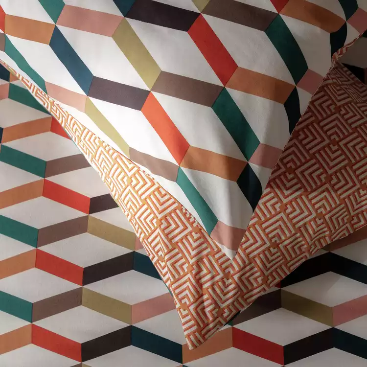 Habitat Geometric ZigZag Multicolour Bedding Set - Single