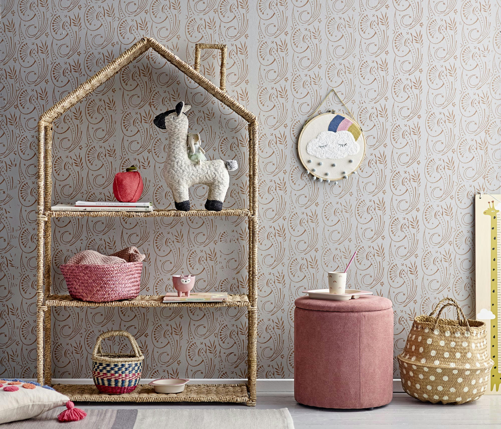 KIDS - Déco murale nuage coton et bois D28cm