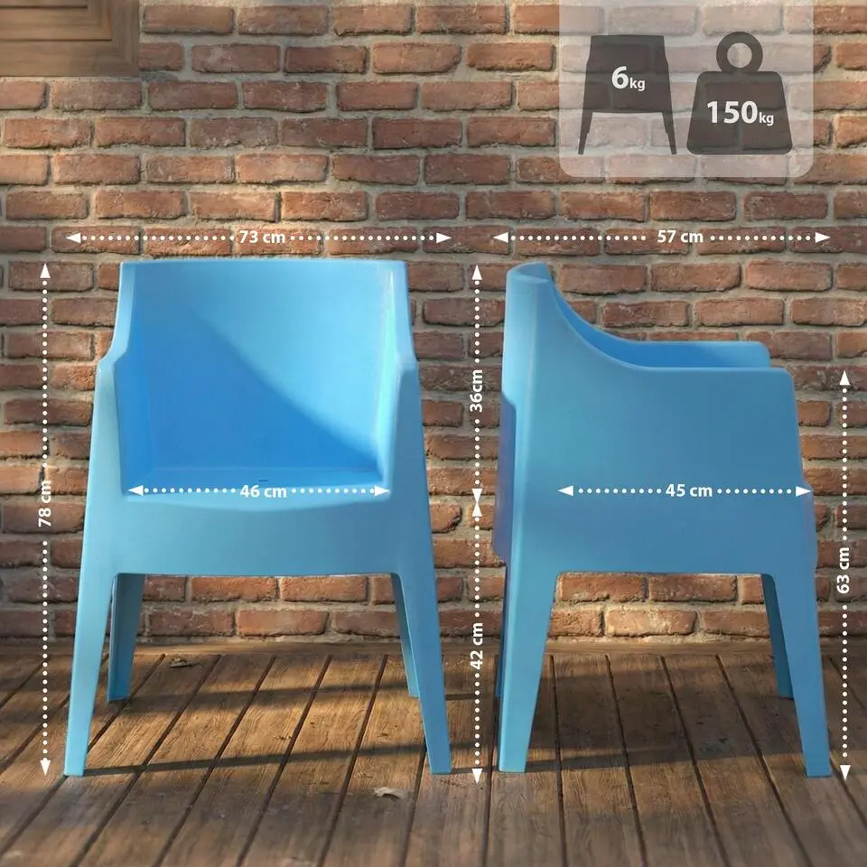 CLP Set van 4 Tuinstoel Bartal Kunststof - blauw