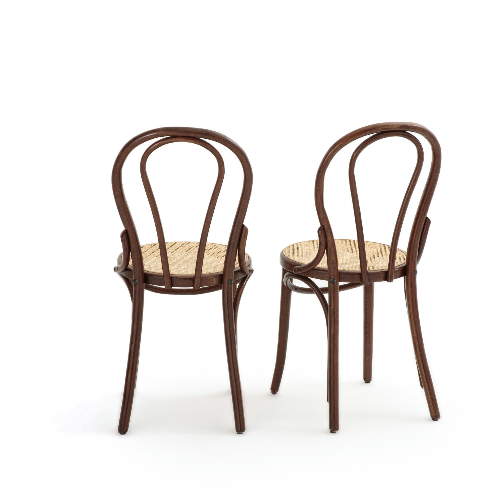 Lot de 2 chaises, assise cannée, Bistro