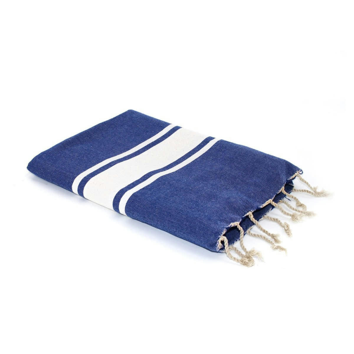 ST TROPEZ - Fouta bande blanche coton  100x200 bleu grec
