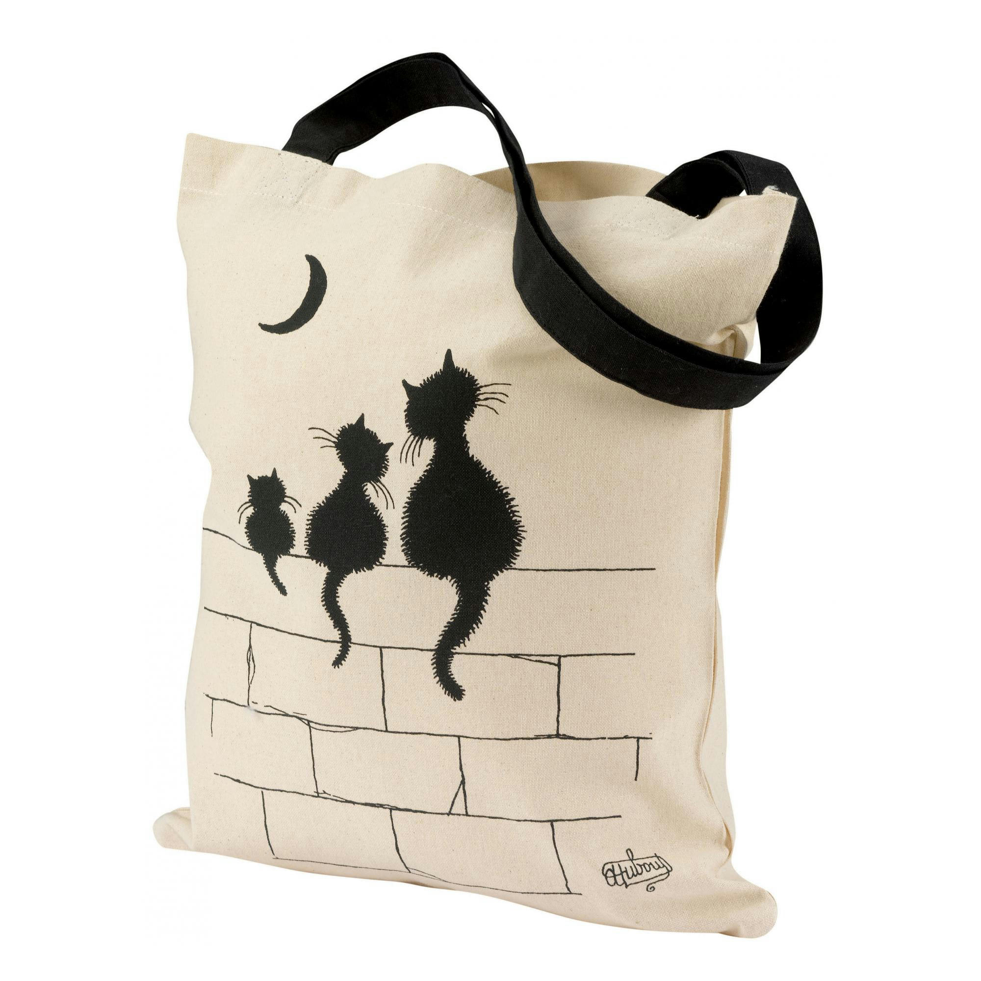 DUBOUT - Sac  3 chats en coton ecru 40 x 35
