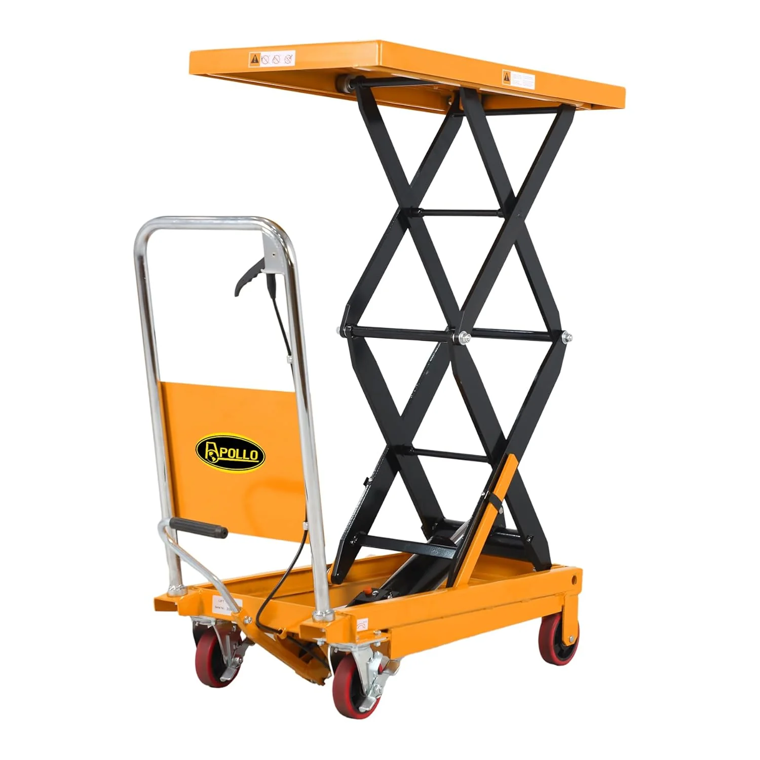 APOLLOLIFT Hydraulic Lift Table Cart �C 770 lbs Capacity, 51 Max Height, Double Scissor Lift with Safety Guard  4 Wheels(330lbs)